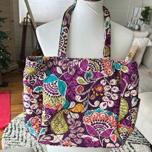 Vera Bradley Purple and Teal Quilted Tote purse